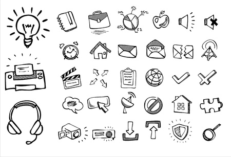 doodle web iconsのイラスト素材