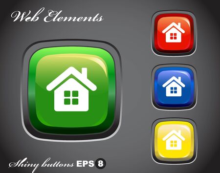 glossy button with homepage icon  4 color variationsのイラスト素材