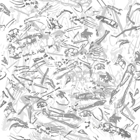 seamless grungy dinosaur bones patternのイラスト素材