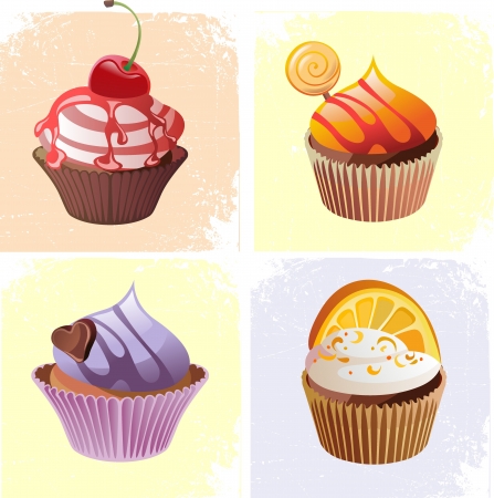 colorful cupcakesのイラスト素材