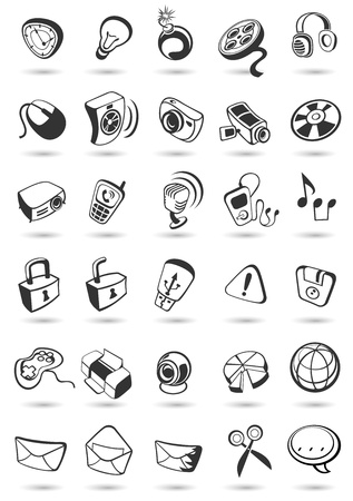 media icons on buttons. Vector illustration.のイラスト素材