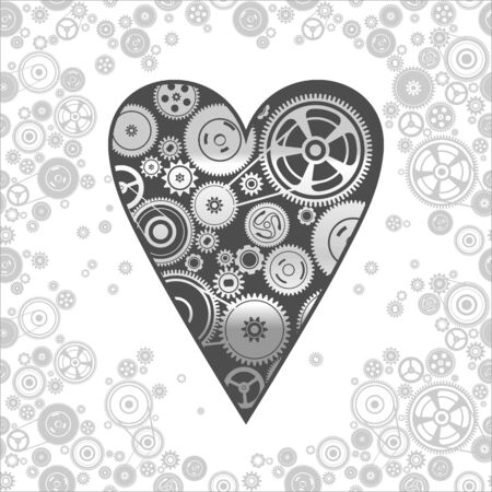 gearwheel heart-shaped mechanism background, vector illustrationのイラスト素材