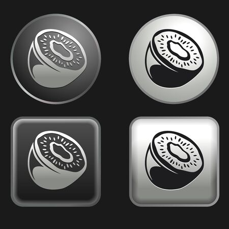 kiwi fruit icon on round and square buttonsのイラスト素材