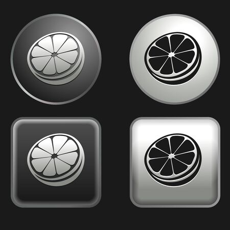 orange icon on round and square buttonsのイラスト素材
