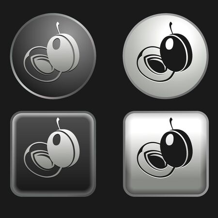plum icon on round and square buttonsのイラスト素材