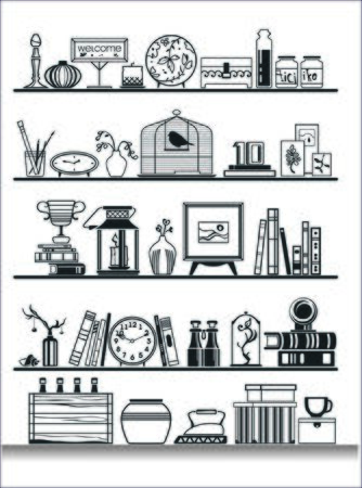 wall shelves silhouette. Vector illustrationのイラスト素材