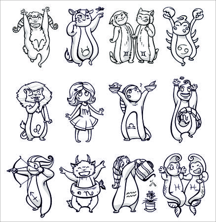 12 signs of zodiacのイラスト素材