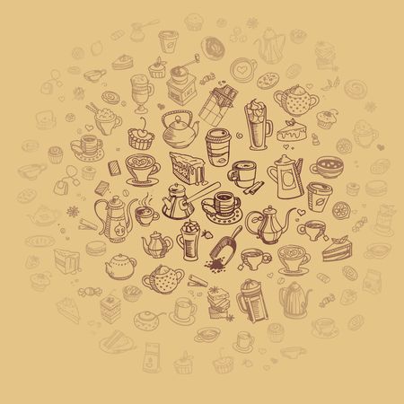 hand drawn coffee backgroundのイラスト素材