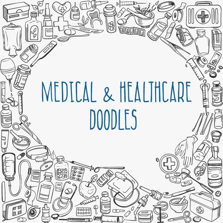 medicine doodle backgroundのイラスト素材