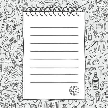 medicine doodle backgroundのイラスト素材