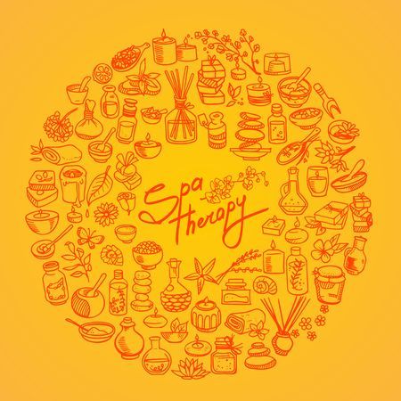 spa doodle icons setのイラスト素材