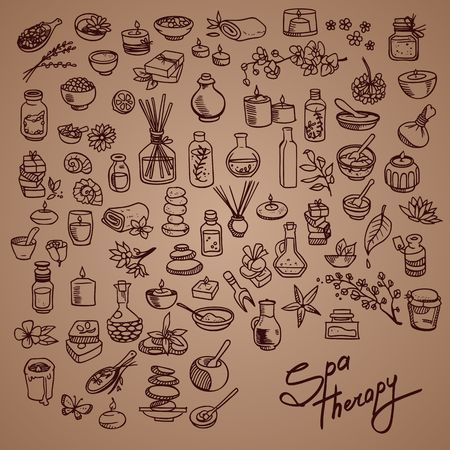 spa doodle icons setのイラスト素材