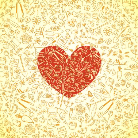 hand drawn garden icons backgroundのイラスト素材