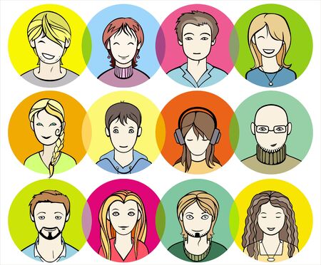 unrecognizable men and women faces vector illustrationのイラスト素材