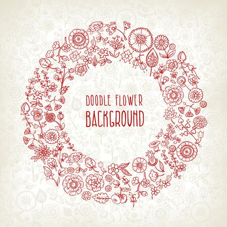 background made of hand drawn floral elementsのイラスト素材