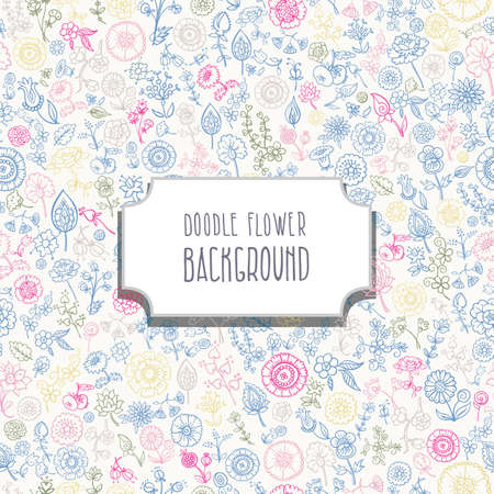 background made of hand drawn floral elements, vector illustrationのイラスト素材