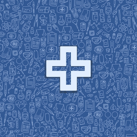 Health care doodle icons background, vector illustrationのイラスト素材