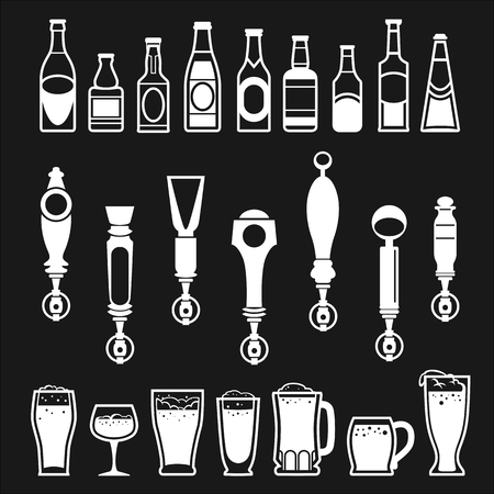 icons of bottles drinks and beer tapsのイラスト素材