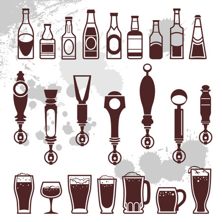 icons of bottles drinks and beer tapsのイラスト素材