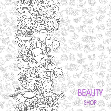 spa and self care doodles backgroundのイラスト素材