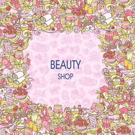 spa and self care doodles, backgroundのイラスト素材