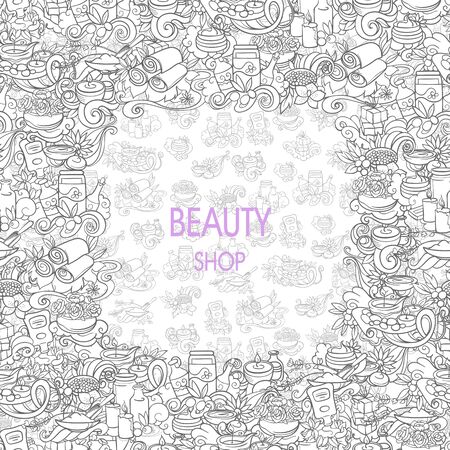 spa and self care doodles, backgroundのイラスト素材