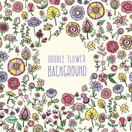 A hand drawn floral seamless background, vector illustrationのイラスト素材