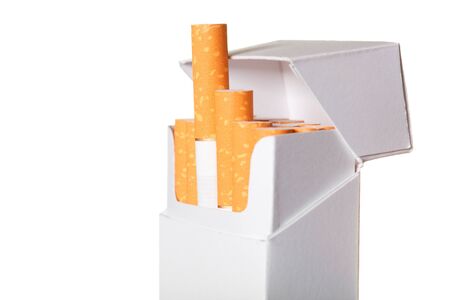 Pack of cigarettes isolated on white backgroundの写真素材
