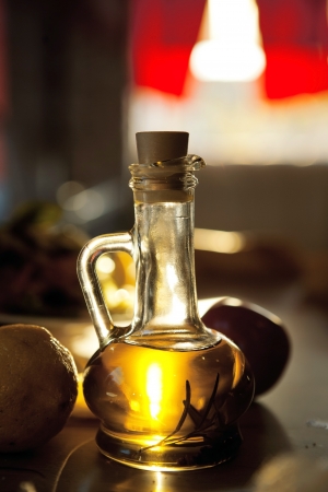 bottle of a golden olive oil
