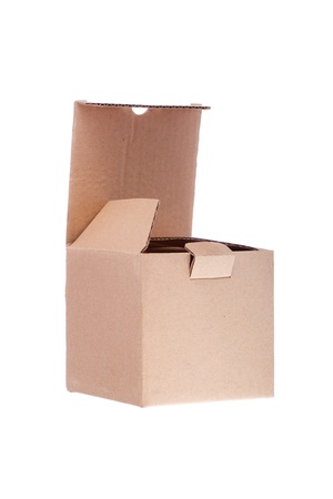 Empty cardboard box isolated on white background