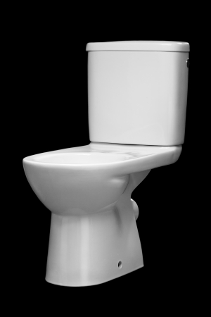 white ceramic toilet isolated on black backgroundの写真素材