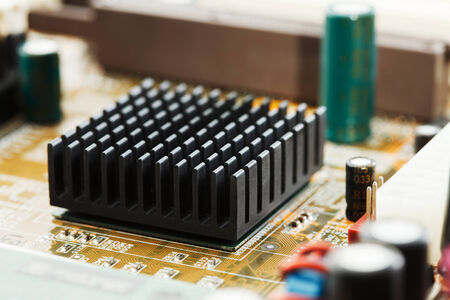 electronic circuit of motherboard, close-up