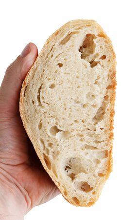 fresh baked italian chiabatta bread isolated on white backround