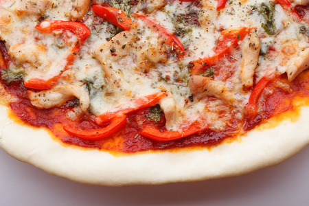 the Italian pizza with cheese and chikenの写真素材