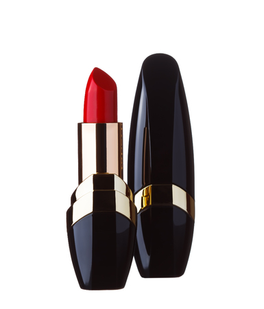 A red lipstick isolated on white backgroundの写真素材