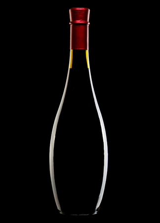 A bottle of red wine isolated over white backgroundの写真素材