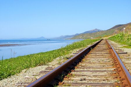 The Railway.Aging railway along epidemic deathes. The Island Sakhalin.の写真素材