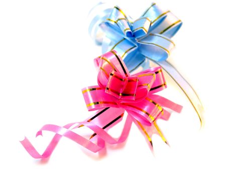 Two small bows for embellishment of the gift.の写真素材
