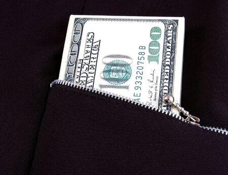 Bill 100 dollars pocket with lock-zipper