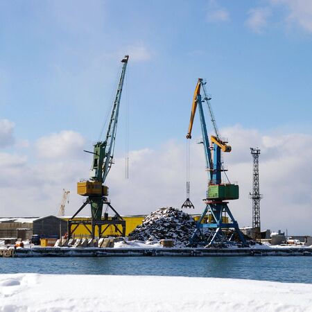 Quay in seaports in winter.の写真素材
