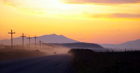 Evening road after sundown  の写真素材