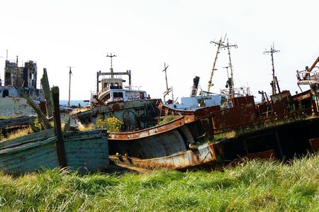 Graveyard to naves on island Kunashir, Kurilyの写真素材