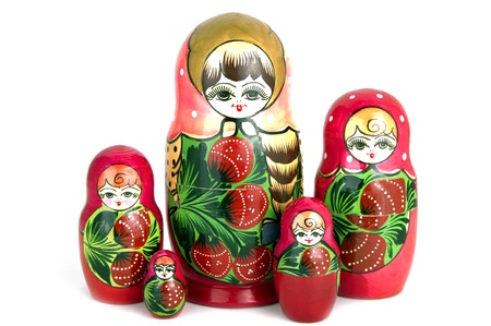 Russian souvenir a toy the Nested doll on a white background    の写真素材