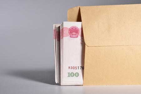 Chinese yuan in an envelopeの写真素材