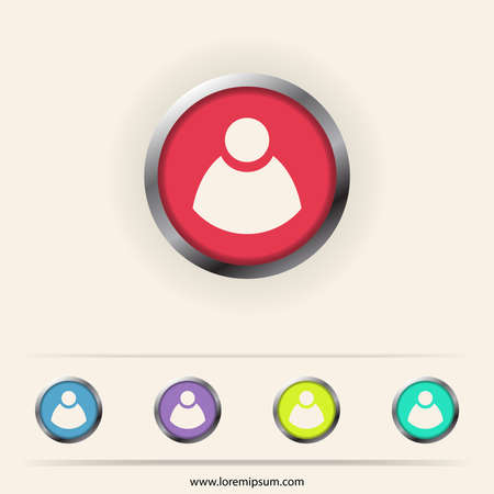 Colored man button icon symbols with colored backgrounds