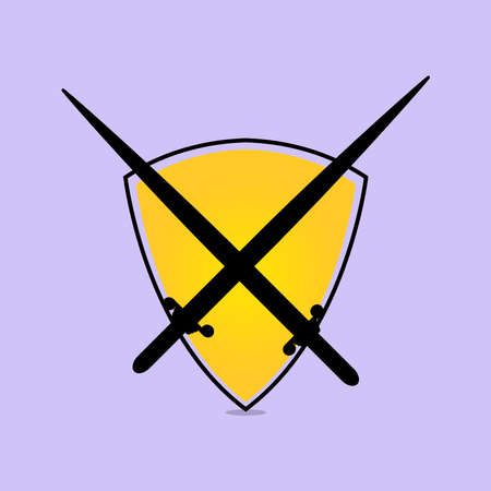 Vector design two swords and shieldsのイラスト素材
