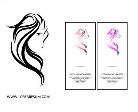 illustration of minimalist logo design silhouette lines can be used for beauty products, barber shop for women, symbols, online shop background wallsのイラスト素材