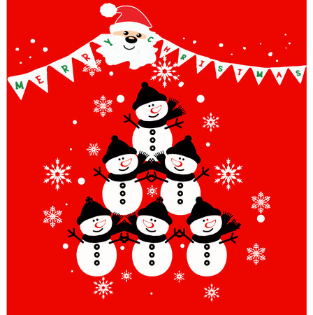 Christmas holiday illustration with a snow doll in the backgroundのイラスト素材