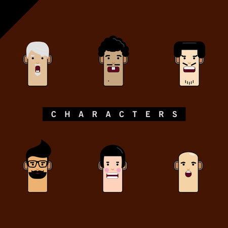 Human characters for your scenes. Characters ready for animation. Cute cartoon. Set for animated talking characters.のイラスト素材