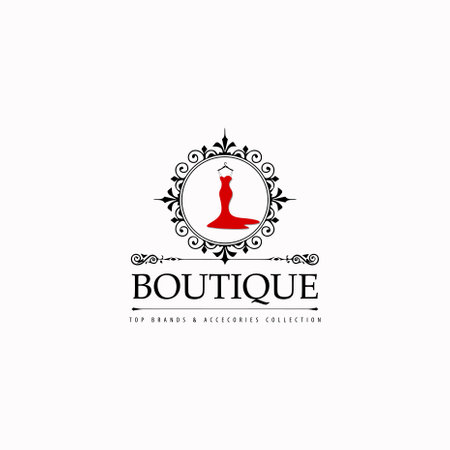 illustration of a minimalist logo design can be used for women's clothing products, symbols, signs, online shop logos, special clothing logos, boutiqueのイラスト素材